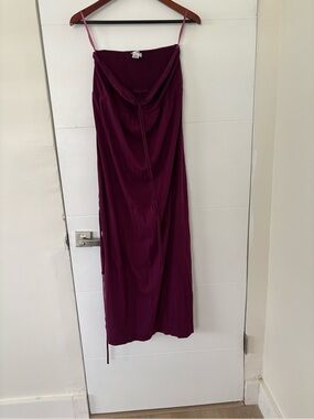 Strapless Motherhood Maternity Maxi  dress in Plum color